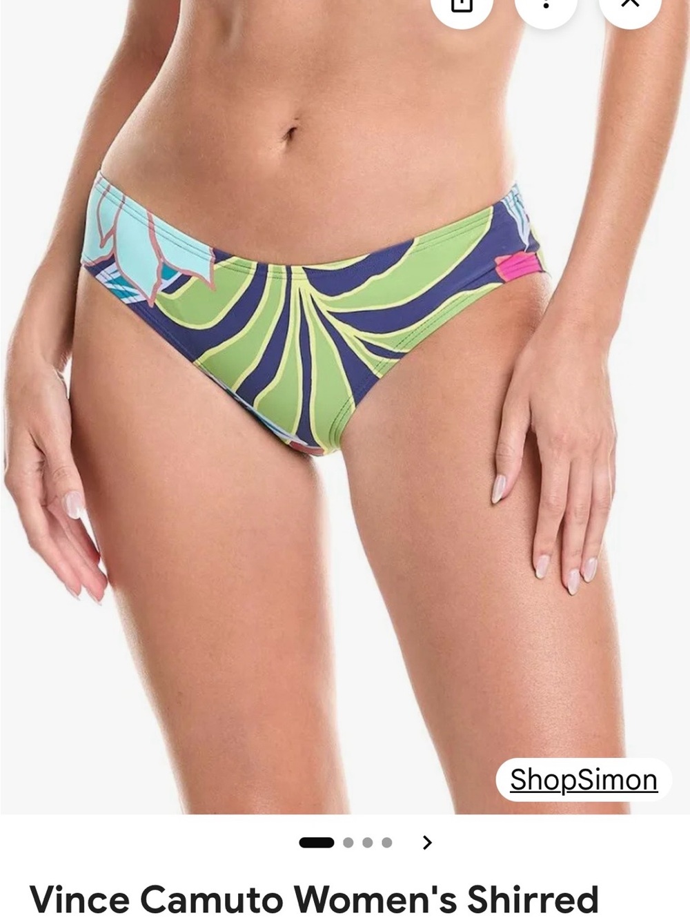 Vince Camuto Multicolor Floral-Print Bikini Bottom in Green and Blue